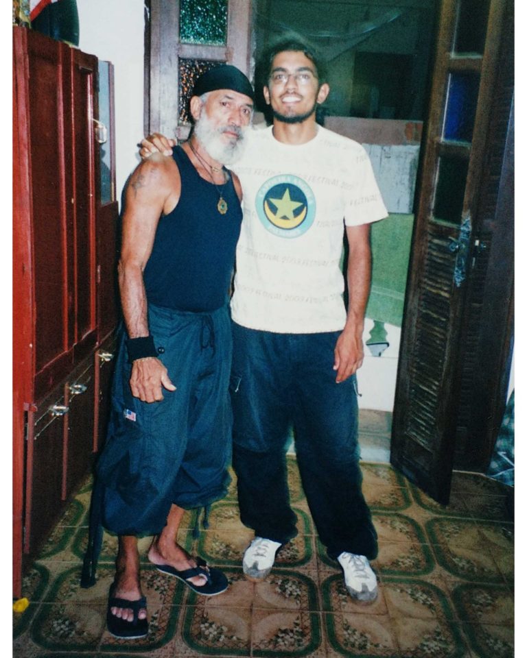 Mestre Nô and Mangangá (Syed Taqi) in Boca do Rio, Salvador, Bahia, Brasil, in 2004.
