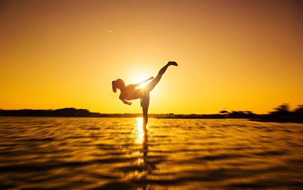 Silhouette of a woman fighter